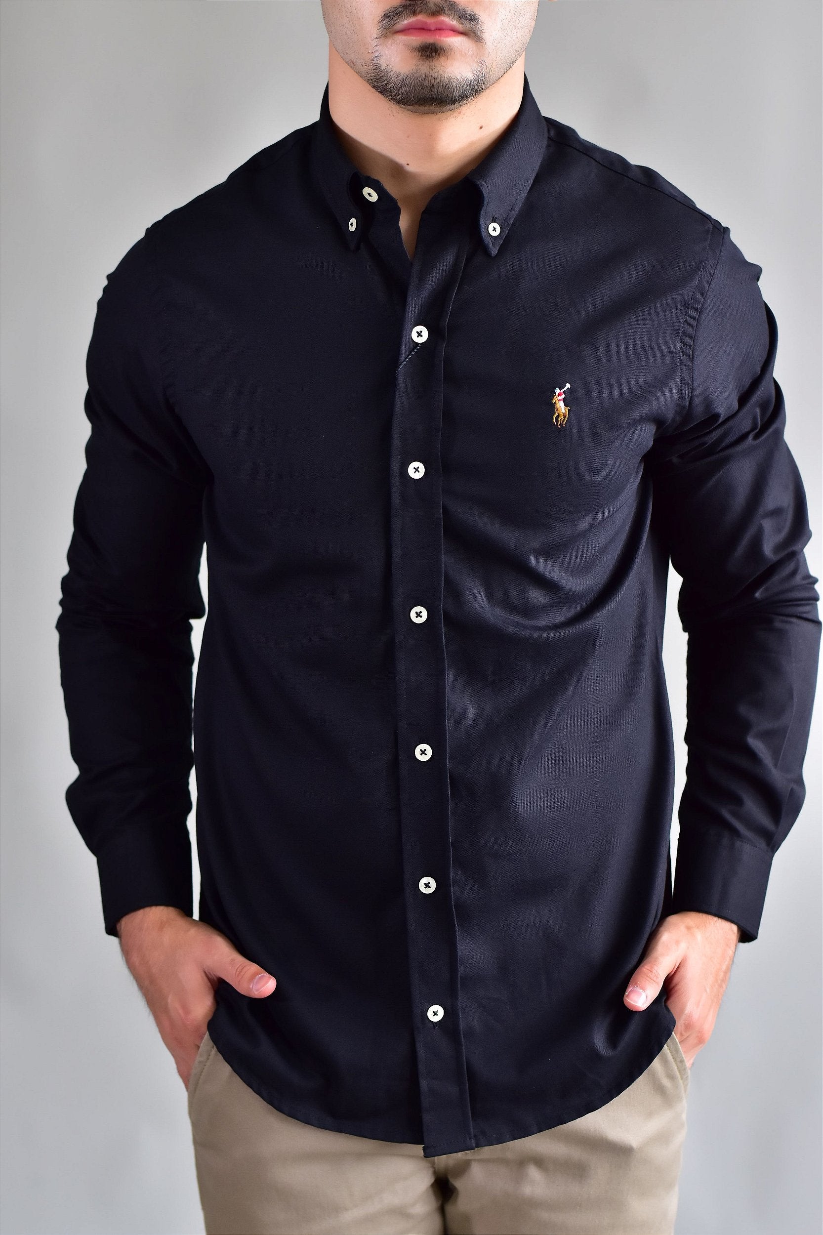 Camisa Social Lisa RL Manga Longa - Preta