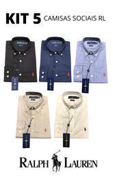Kit 5 Camisas Sociais Manga Longa RL