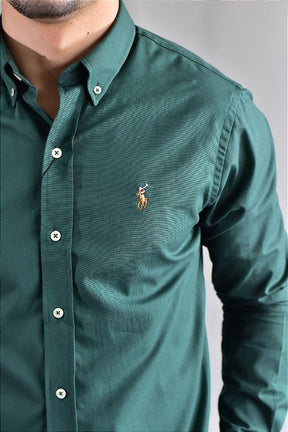 Camisa Social Lisa RL Manga Longa - Verde Musgo