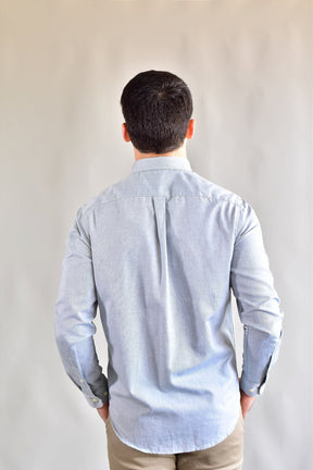 Camisa Social Lisa RL Manga Longa - Cinza Mescla