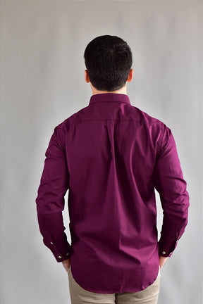 Camisa Social Lisa RL Manga Longa - Burgundy